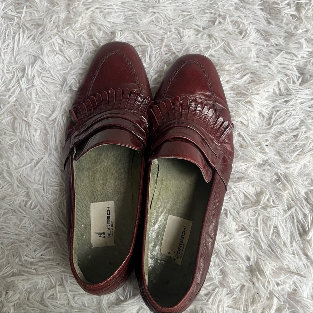 Moreschi Italy Maroon Mens Leather Loafers Size 7 - Picture 6 of 11